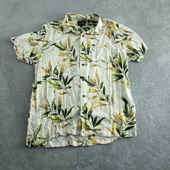 Steve & Barrys Mens Leaf Print Button-Up Shirt L Rayon 2599 - Picture 1 of 7